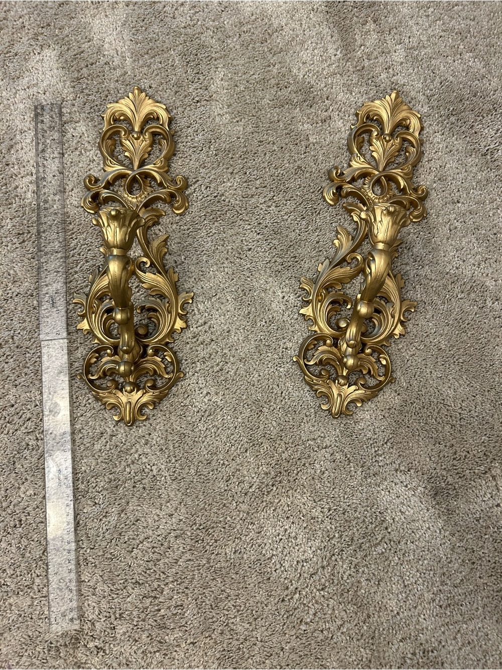 Vintage Gold Wall Sconces - Decorative Pair (2)pc for Home Wall Decor - Picture 7 of 8